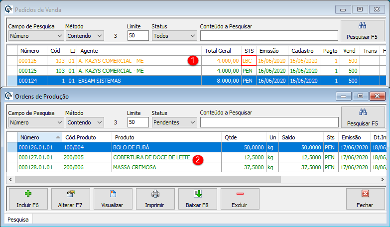 Ordens de Produção por MRP.